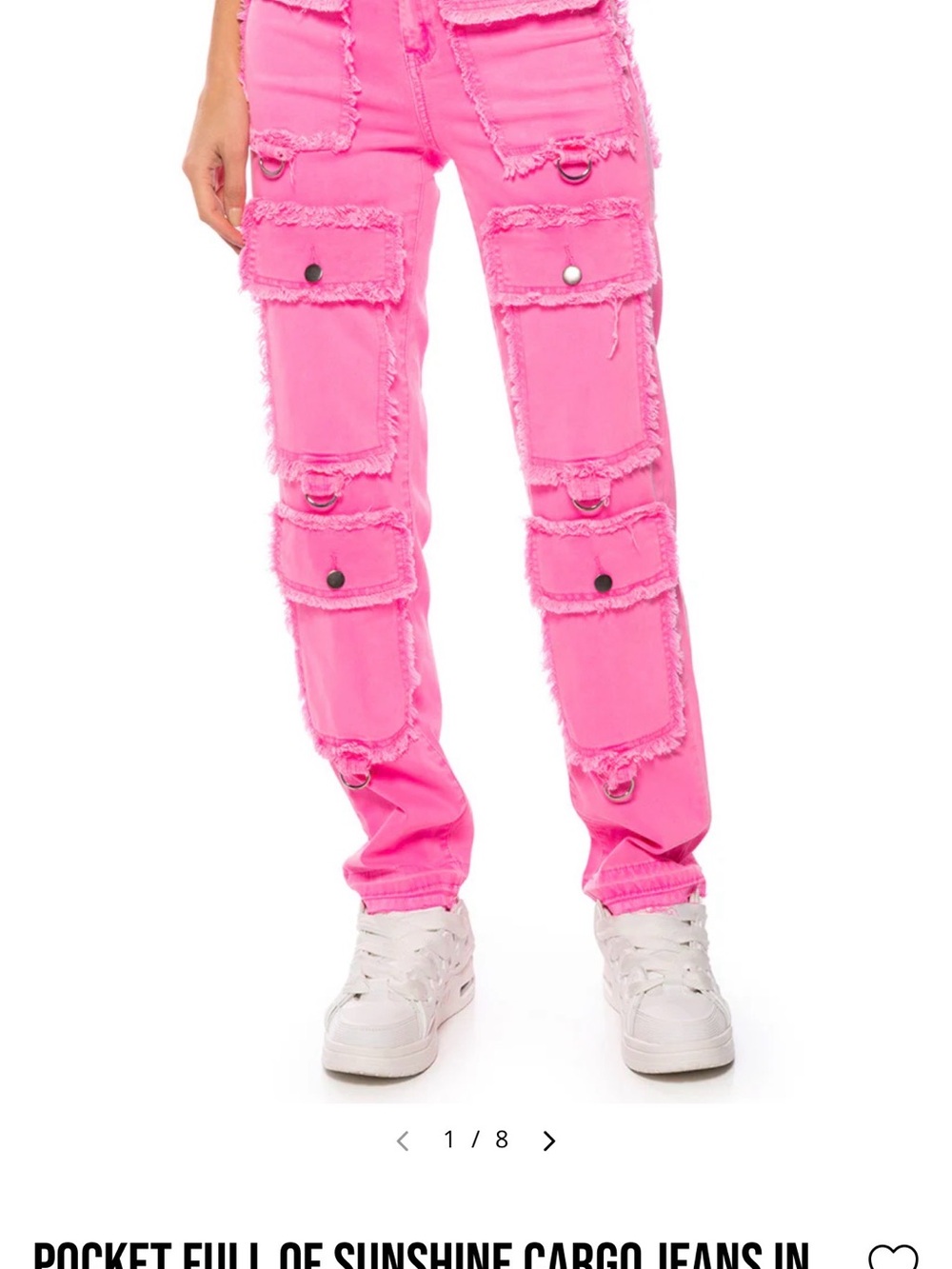 Akira Label Pocket Full Of Sunshine Hot Pink Cotton Cargo Jeans | Size: 8